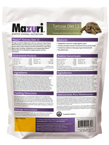 MAZURI TORTOISE DIET LS, Mangime Tartaruga, Mangime Rettile Erbivoro, Nutrazu